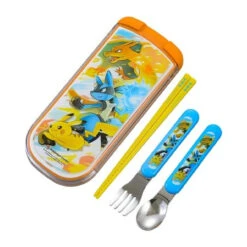 Pokemon Center Original Chopsticks Set W/ Fork Spoon & Case Battle Start!