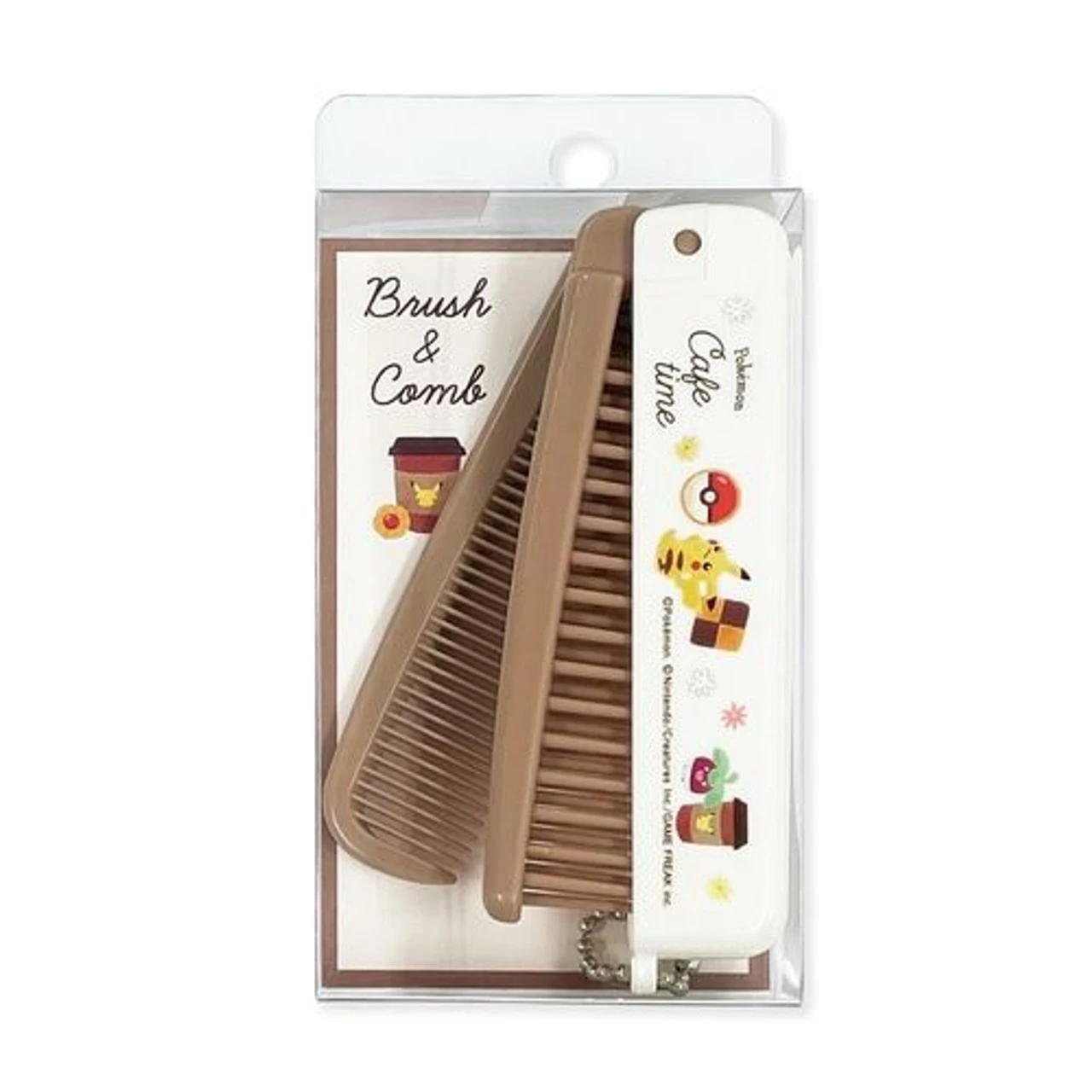 Pokemon Center Original Folding Brush & Comb - Pikachu And Coffee