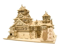 A-zone Wooden Art Ki-gu-mi Kumamoto Castle W/ Kumamon Figure Plate