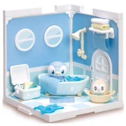 Takara Tomy A.R.T.S Pokemon PokePeace House - Piplup & Rowlet In The Bath