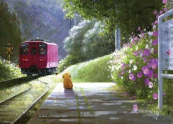 Beverly 66-166 Jigsaw Puzzle Puppy Waiting At The Train Station Platform (600 Pieces)