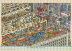 Yanoman 05-1074 Jigsaw Puzzle Hiro Kamigaki Illustration Amusement Park On The Building (500 Pieces)