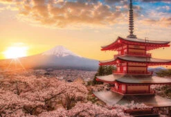 Yanoman 13-05 Jigsaw Puzzle Mt. Fuji Overlooking Cherry Blossoms In Yamanashi Japan (1000 S-Pieces)